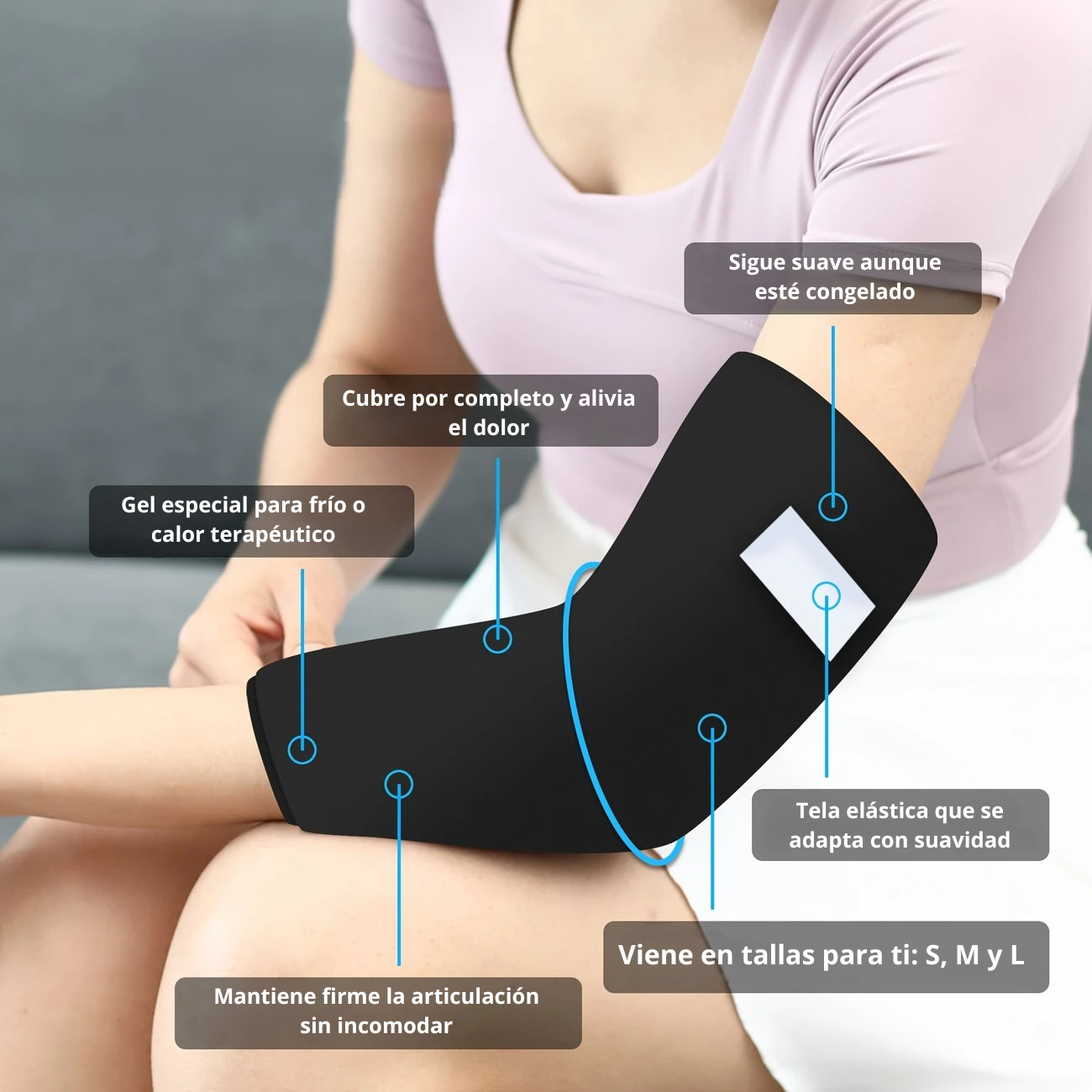 Manga Térmica en Gel para Rodillas y Codos - Caliente o Fría | Alivio Artritis, Dolor Articular | Reutilizable y Ajustable